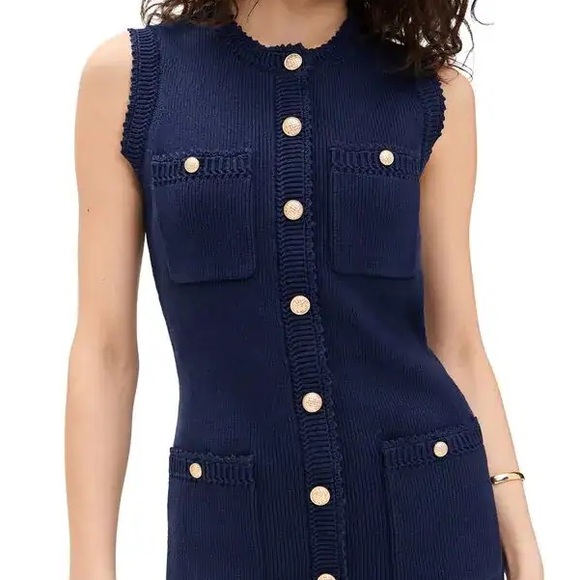 Reformation Dresses & Skirts - Reformation Navy Knit Button-Front Sleeveless Dress